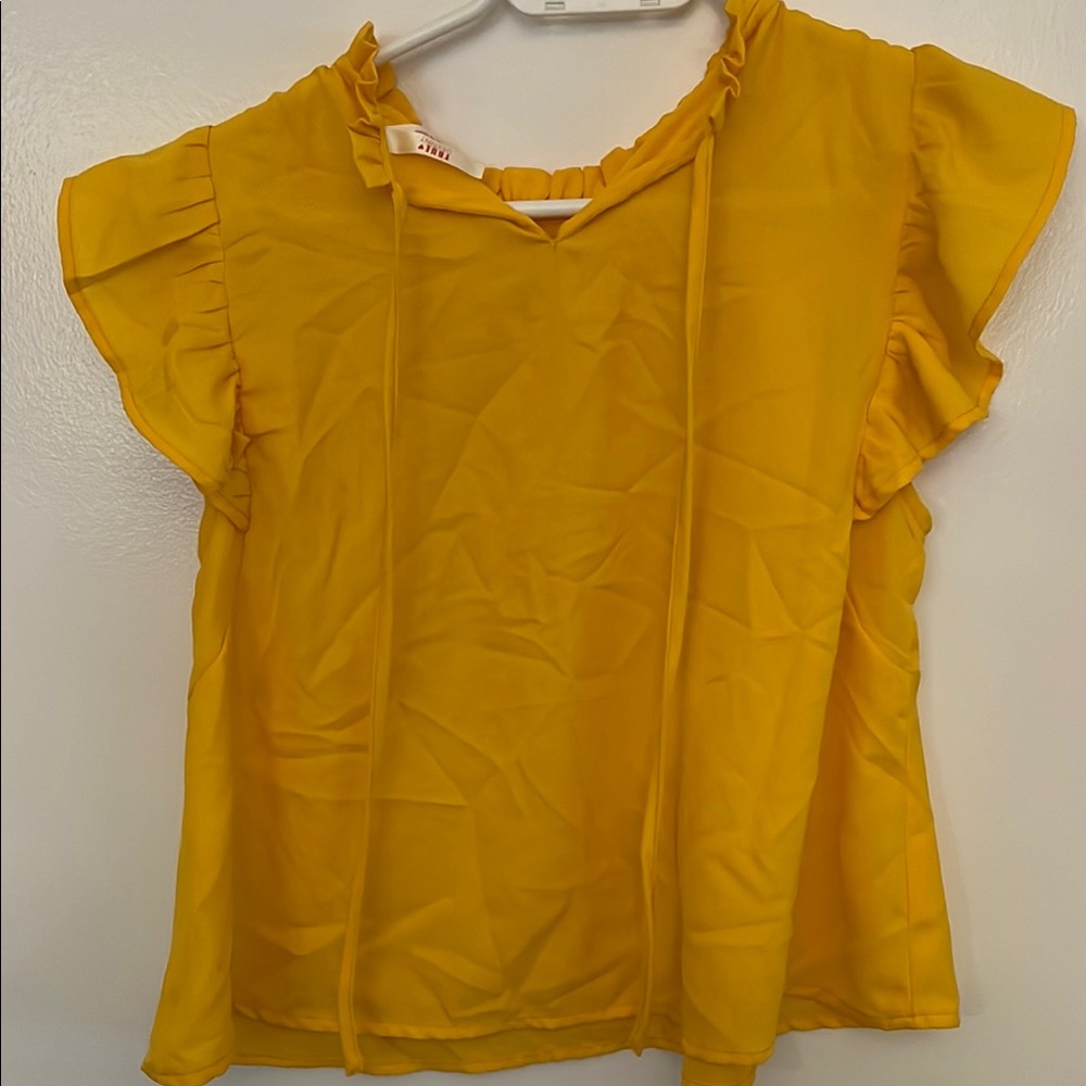 Kids Yellow Ruffle Sleeve Top - Picture 2 of 2